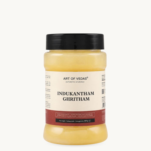 Art of Vedas Indukantham Ghritham, classical Ayurvedic ghee: ginger, long pepper, rock salt. 150 g glass jar